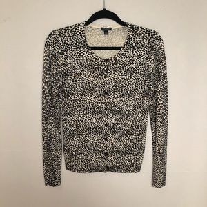 Ann Taylor Animal Print Button Up Cardigan Sweater Women’s Small Sm Black Fall